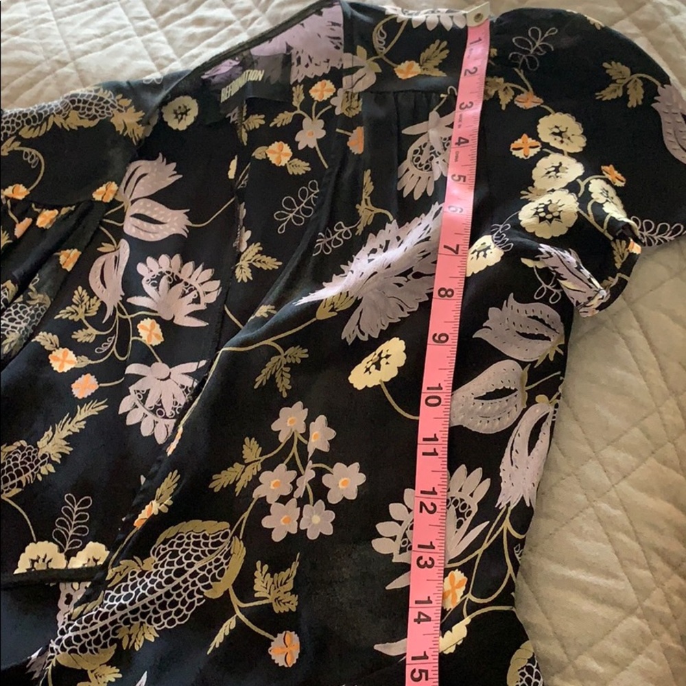 Reformation Black and Purple Floral Wrap Dress sz XS - Picture 11 of 12
